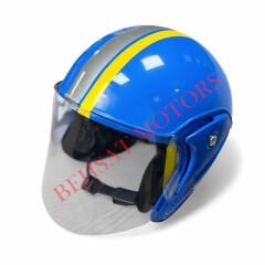 Yarım Kask Şeritli Mavi