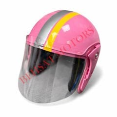 Yarım Kask Şeritli Pembe