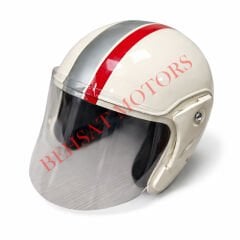 Yarım Kask Şeritli Krem