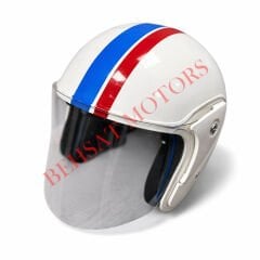 Yarım Kask Şeritli Beyaz