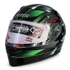 Rs 2 Çene Açılır Kask Siyahy Vizorlü Yeşil Siyah