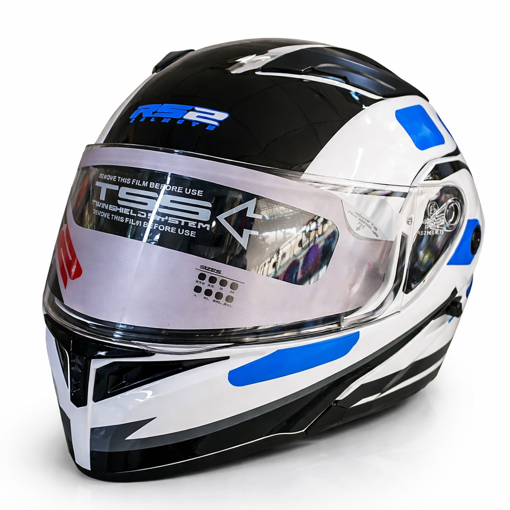 Rs 2 Çene Açılır Kask Siyahy Vizorlü Renkli